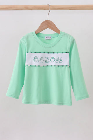 Green parade embroidery top