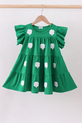 Green Clover Sequin Ruffle Tiered Dress