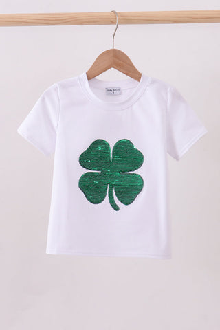 Green Clover Glitter Top