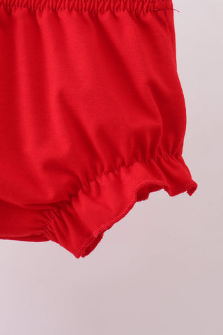 Baseball applique ruffle gingham bloomer set