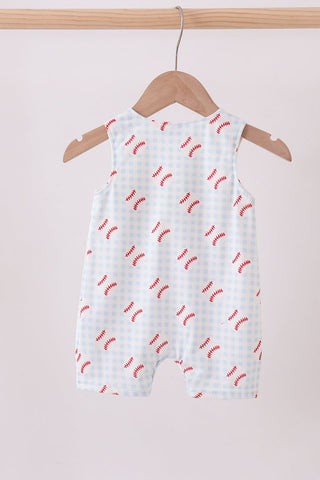 Baseball applique gingham jonjon