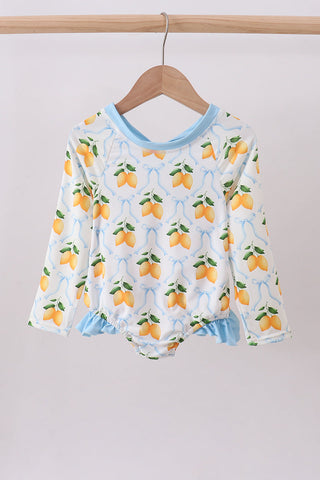 Blue bow lemon rashguard