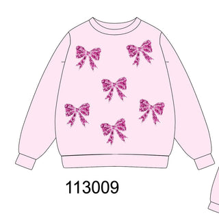 Pink bow sequin mom&me sweatshirt