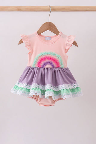 Purple lace rainbow ruffle bubble