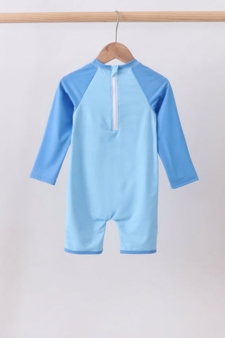 Blue crab embroidery one-piece swimsuit