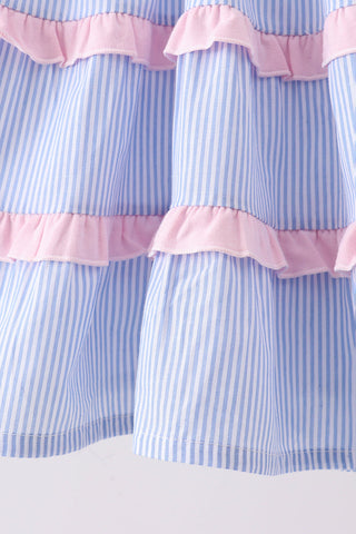Blue Stripe Smocked Mom Dress