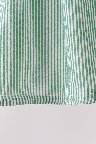 Green Watermelon Stripe Smocked Embroidered Seersucker Set
