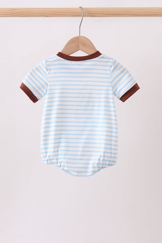 Blue Sports Ball Stripe Applique Knit Bubble