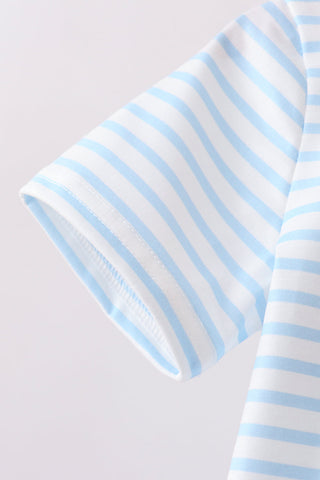 Blue Sports Ball Stripe Applique Knit Set