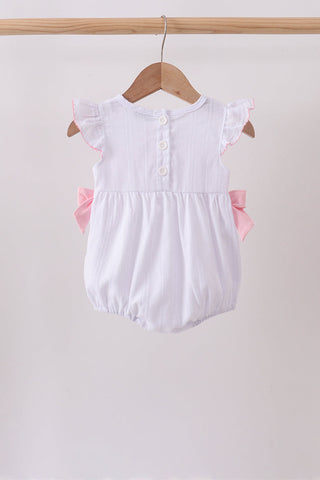 White Bow Smocked Jacquard Bubble
