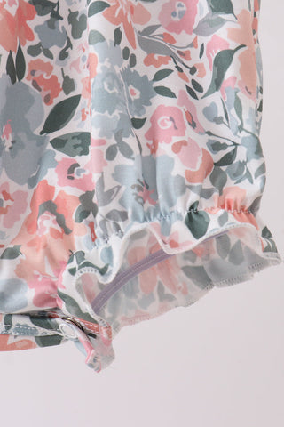 Pink Floral Smocked Knit Bubble