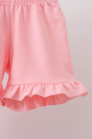 Pink Gingham Animal Embroidered Knit Set