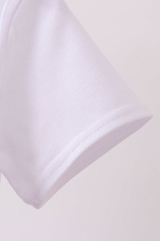 White Animal Embroidered Knit Top