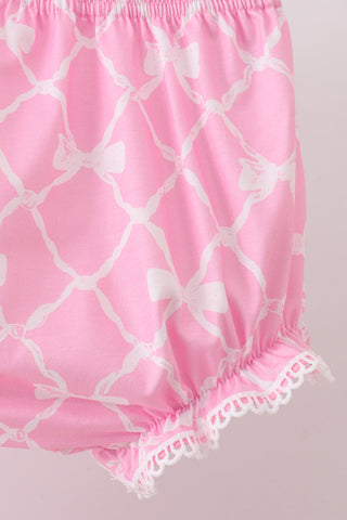 Pink Bow Knit Bloomer Set