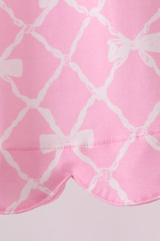 Pink Bow Knit Bloomer Set