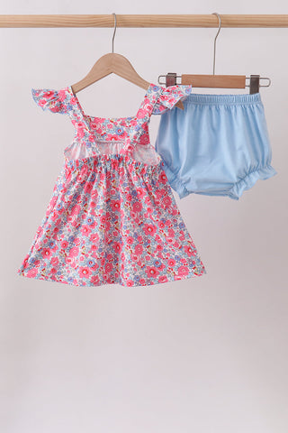 Pink Floral Knit Bloomer Set