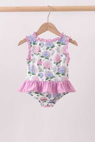 Purple Hydrangea UPF Swim One-Piece