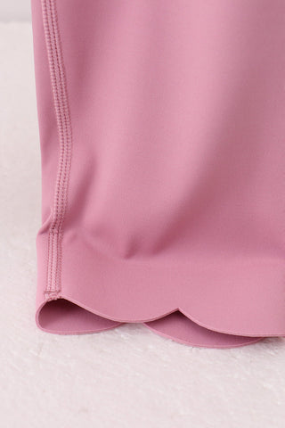 Lilac Scalloped Mom Yoga Active Leggings