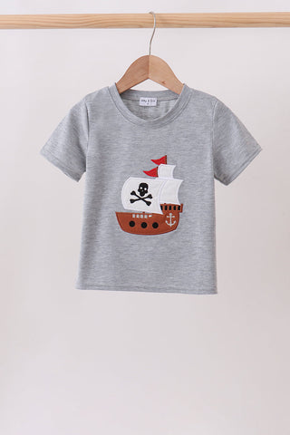 Gray Ship Applique Top