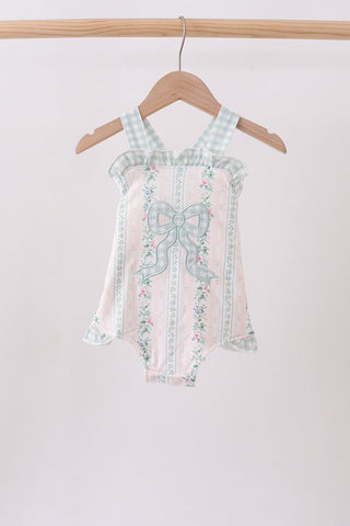 Bow Floral Applique Knit Bubble