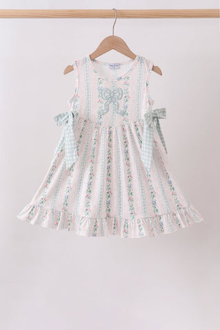 Bow Floral Applique Knit Dress
