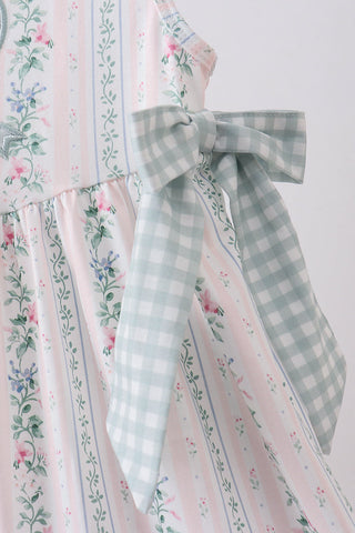 Bow Floral Applique Knit Dress