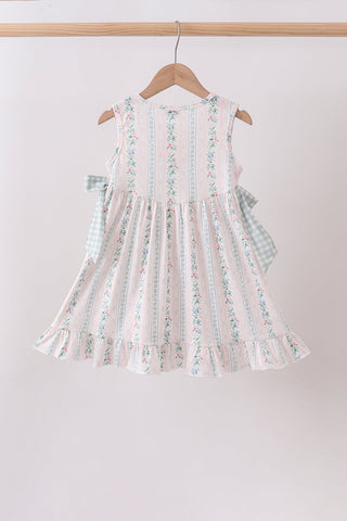 Bow Floral Applique Knit Dress