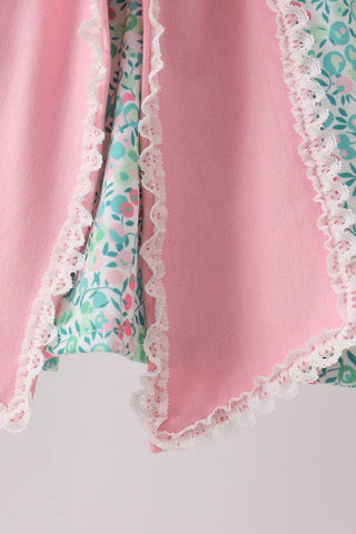 Pink Bow Floral Knit Bloomer Set