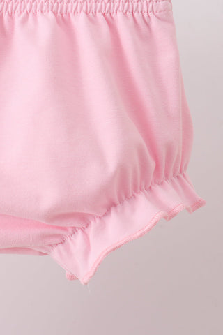 Pink Sailboat Embroidered Knit Bloomer Set