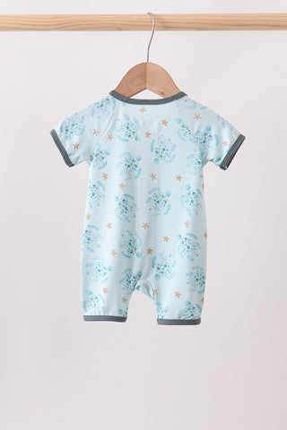 Blue Turtle Bamboo Romper