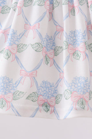 Blue Floral Knit Bloomer Set