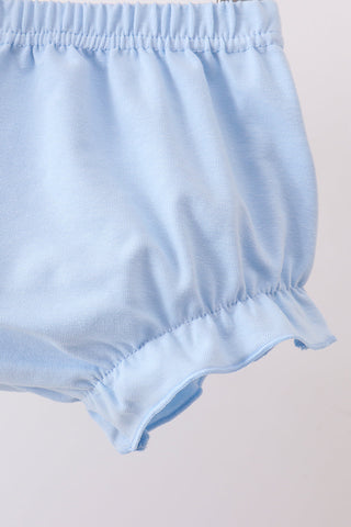 Blue Floral Knit Bloomer Set