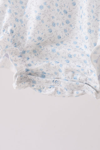 Blue Floral Embroidered Bubble