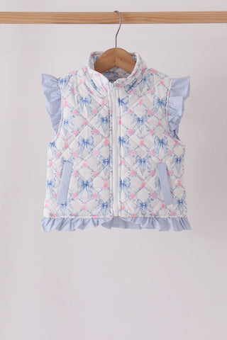 Sky floral bow ruffle vest