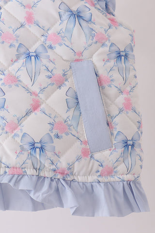 Sky floral bow ruffle vest