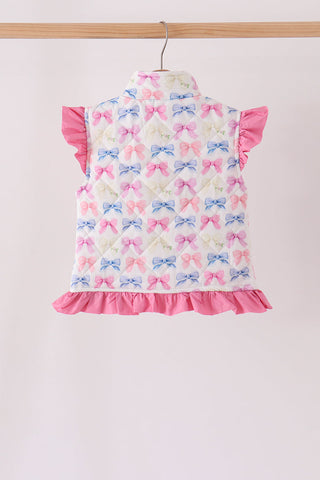 Hot pink bow ruffle vest