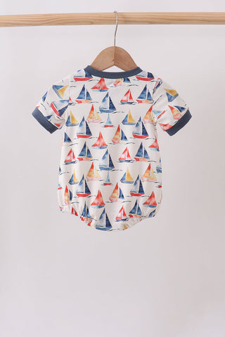Blue Sailboat Smocked Bubble