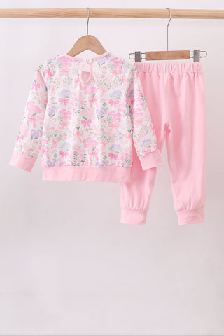 Pink floral jogger set
