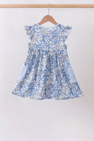 Blue Floral Print Dress