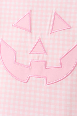 Pink Jack-O-Lantern  Applique Ruffle Shorts Set