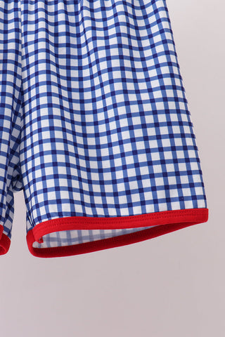Red Apple Embroidered Gingham Shorts Set