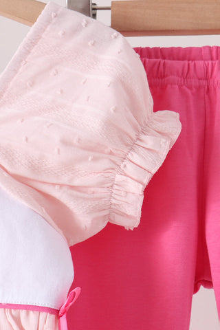 Pink Castle Embroidery Jacquard Pants Set