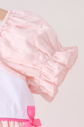 Pink Castle Embroidery Jacquard Ruffle Dress