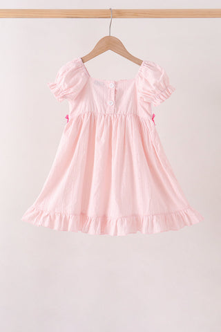 Pink Castle Embroidery Jacquard Ruffle Dress