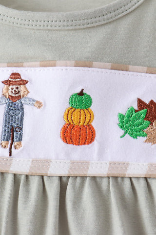 Green Scarecrow Embroidery Bloomer Set