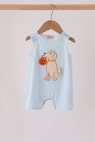 Blue Puppy Pumpkin Applique Jon Jon