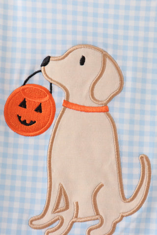 Blue Puppy Pumpkin Applique Jon Jon