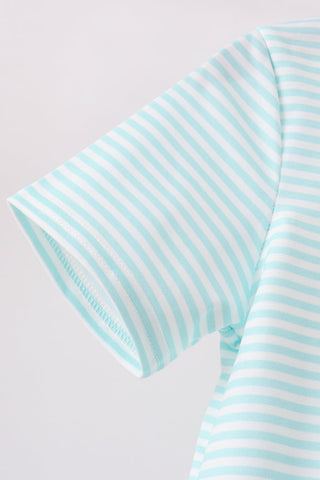 Blue Tool Embroidery Stripe Top