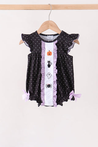 Black ghost spider embroidery ruffle bubble