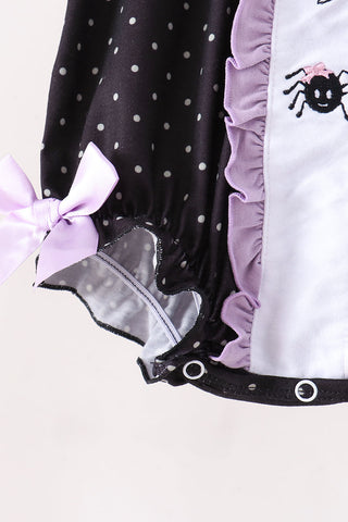 Black ghost spider embroidery ruffle bubble